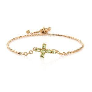 KARIS Hebei Peridot Side Cross Bolo Bracelet